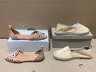 WOMENS ESPADRILLES IN BEIGE TO INCLUDE WOMENS SANDALS IN PINK - SIZES 5.5/6.5: LOCATION - BR12