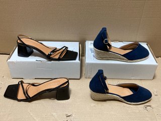 WOMENS  HIGH HEELS IN BLACK LEATHER TO INCLUDE HIGH HEELS IN NAVY - BOTH SIZE UK 6: LOCATION - BR12