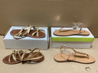 PAIR OF LES TROPEZIENNES GOLD SANDALS TO INCLUDE PAIR OF GOLD ROPE-DETAIL SANDALS - SIZES UK 6/5: LOCATION - BR12