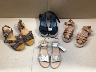 QTY OF ASSORTED WOMENS TRAINERS TO INCLUDE LEOPARD PRINT LEATHER SANDALS - SIZE: UK 8: LOCATION - BR14