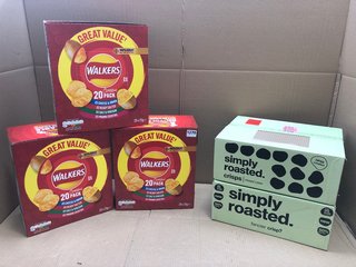 3 X WALKERS 20PK VARIETY BOXES TO INCLUDE SIMPLY ROASTED CRISPS MIXED CASES - SOME ITEMS MAY HAVE PASSED BBD: LOCATION - BR16