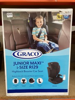 GRACO JUNIOR MAXI I-SIZE R129 HIGHBACK BOOSTER CAR SEAT IN BLACK: LOCATION - AR5