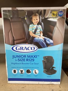 GRACO JUNIOR MAXI I-SIZE R129 HIGHBACK BOOSTER CAR SEAT IN BLACK: LOCATION - AR12