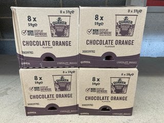 4 X BOXES OF 8 QUAKER OATS CHOCOLATE ORANGE TUBS - BB 02/11/24: LOCATION - AR15