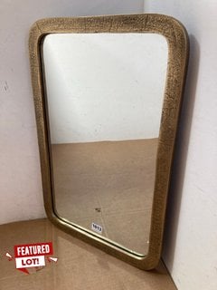 NKUKU UNGURA SMALL RECTANGULAR ROUNDED EDGE WALL MIRROR IN ANTIQUE BRASS FRAME: LOCATION - CR1