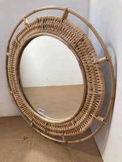 NKUKU PAMELIA SMALL ROUND CANE STYLE WALL MIRROR IN NATURAL FINISH: LOCATION - CR1