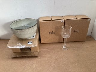 QTY OF ASSORTED NKUKU HOMEWARE TO INCLUDE SANTOSA SET OF 2 WINE GLASSES IN CLEAR FINISH: LOCATION - CR3