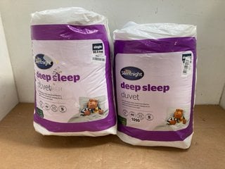 2 X SILENTNIGHT DEEP SLEEP DUVETS : SIZES SINGLE AND DOUBLE: LOCATION - CR7