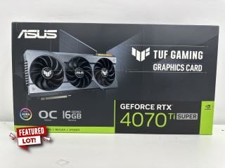 ASUS GEFORCE RTX 4070 TI SUPER TUF OC 16GB GDDR6X PCI-EXPRESS GRAPHICS CARD (ORIGINAL RRP - £870): MODEL NO 90YV0KF0-M0NA00 (WITH BOX & ALL ACCESSORIES, UNUSED RETAIL CONDITION) [JPTM125624] THIS PRO