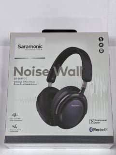 SARAMONIC ADVANCED WIRELESS BLUETOOTH 5.0 ANC AND CVC 8.0 NOISE-CANCELLING OVER-EAR WITH 40MM DRIVERS AND LEATHER EARPADS WIRELESS HEADPHONES (ORIGINAL RRP - £237.50) IN BLACK: MODEL NO SR-BH900 (WIT