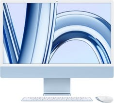 APPLE IMAC 24" 256 GB PC (ORIGINAL RRP - £1399.00) IN BLUE: MODEL NO A2874 (WITH BOX & ALL ACCESORIES). M3 8C CPU, 8 GB RAM, 24" SCREEN. (SEALED UNIT). [JPTC71807]