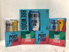 7 X BOXES OF ASSORTED BREWDOG CANS TO INCLUDE POST PUNK TROPICAL IPA 5.4% 4X330ML (18+ PROOF OF ID) (COLLECTION DAYS MONDAY 28TH OCTOBER - WEDNESDAY 30TH OCTOBER 9AM TO 4PM)