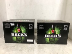 2 X BOXES OF BECKS 20X275ML BOTTLES 4% (18+ PROOF OF ID) (COLLECTION DAYS MONDAY 28TH OCTOBER - WEDNESDAY 30TH OCTOBER 9AM TO 4PM)