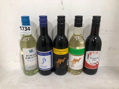 5 X BOTTLES OF ASSORTED WINE TO INCLUDE YELLOW TAIL PINOT GRIGIO 2023 11% 187ML (18+ PROOF OF ID) (COLLECTION DAYS MONDAY 28TH OCTOBER - WEDNESDAY 30TH OCTOBER 9AM TO 4PM)