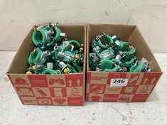 2 X BOXES OF WALRAVEN BIFIX 25MM GREEN LINED BOSSED PIPE CLAMP