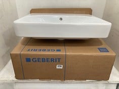 GEBERIT SMYLE SQUARE 0 TAP HOLE BASIN 55 X 16.5 X 44CM WHITE 501.574.00.1