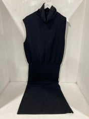 REISS BLACK SLEEVELESS RUCHED MIDI DRESS IN SIZE L -RRP £100