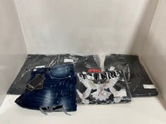 5 X VALERE CLOTHING ITEMS TO INCLUDE VALERE MODELLO V3 INDIGO PATCH MEN'S JEANS IN SIZE 34 (RRP-£45)