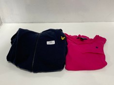 POLO RALPH LAUREN LONG SLEEVE T SHIRT IN PINK - SIZE MEDIUM TO INCLUDE LYLE & SCOTT NAVY KNITWEAR IN NAVY BLUE - SIZE XXL