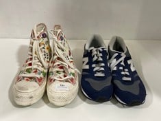 NEW BALANCE TRAINERS IN BLUE/GREY - SIZE 7 TO INCLUDE CONVERSE ALL STAR FLORA HIGH TOP TRAINERS - SIZE 6