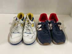 NEW BALANCE TRAINERS IN WHITE/BLUE/YELLOW - SIZE 8 TO INCLUDE NEW BALANCE TRAINERS RED/BLUE/WHITE- SIZE 9