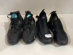 NIKE AIR HUARACHE TRAINERS - SIZE 9 TO INCLUDE NIKE AIR MAX 270 IN BLACK/GOLD - SIZE 6