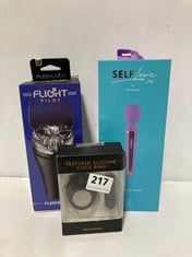 3 X ASSORTED ADULT TOY ITEMS TO INCLUDE ANN SUMMERS SELF LOVE MASSAGE WAND - PURPLE 18+ PROOF OF ID