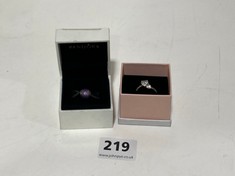 PANDORA PETITE FACETS STERLING SILVER WITH PURPLE ZIRCONIA TO INCLUDE PANDORA DOUBLE HEART STERLING SILVER RING