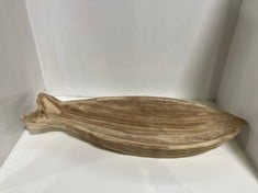 NATURE'S LEGACY GIANT WOODEN LONG FISH DISH 4 PC