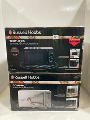 RUSSELL HOBBS COMPACT BLACK MANUAL MICROWAVE 17 LITRE - MODEL NO. RHM1725B TO INCLUDE RUSSELL HOBBS COMPACT SILVER DIGITAL MICROWAVE 20 LITRE - MODEL NO. RHM2017