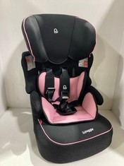 PUGGLE LINTON COMFORT PLUS LUX GROUP 1/2/3 HIGHBACK CHILD CAR SEAT IN BLUSH PINK/BLACK