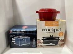 3 X ASSORTED KITCHEN ITEMS TO INCLUDE RUSSELL HOBBS INSPIRE GREY 4 SLICE TOASTER