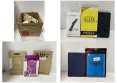 BOX OF ASSORTED PHONE ACCESSORIES TO INCLUDE JETECH TEMPERED GLASS SCREEN PROTECTOR