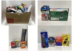 BOX OF ASSORTED ITEMS TO INCLUDE BOSCH UNIVERSAL ELECTRIC CLEANING BRUSH