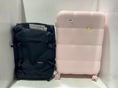 2 X ASSORTED SUITCASES TO INCLUDE EASTPAK TRANVERZ IN BLACK AND MGOB SUITCASE SMALL IN PINK