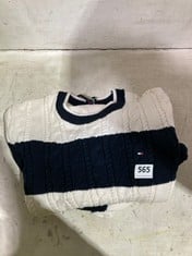 TOMMY HILFIGER COLOUR BLOCK CABLE KNIT SWEATER - DESERT SKY/ANCIENT WHITE SIZE 16