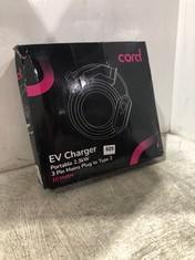 CORD EV CHARGER PORTABLE 2.3KW 3 PIN MAINS PLUG TO TYPE 2 10 METRE RRP- £179