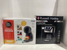 RUSSELL HOBBS 2200/RH CHESTER GRIND & BREW COFFEE MAKER TO INCLUDE DELONGHI DOLCE GUSTO PICCOLO XS VALUE BUNDLE COFFEE MACHINE