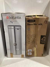 BRABANTIA TOUCH BIN 30 LITRE FINGERPRINT PROOF MATT STEEL TO INCLUDE CURVER DECO BIN 40 LITRE