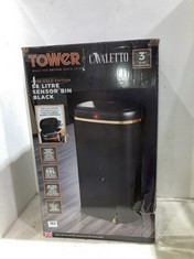 TOWER CAVALETTO ROSE GOLD EDITION 58 LITRE SENSOR BIN BLACK TO INCLUDE TOWER 50L SQUARE SENSOR BIN GREY