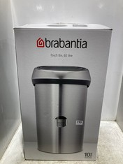 BRABANTIA TOUCH BIN 60 LITRE BRILLIANT STEEL WITH MATT BLACK LID RRP- £154