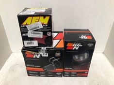 3 X ASSORTED ITEMS TO INCLUDE AEM DRYFLOW AIR FILTER 21-202DK