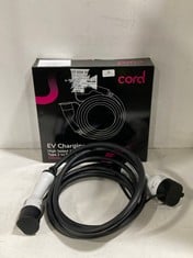 CORD TYPE 2 TO TYPE 2 EV CHARGING CABLE, 32AMP, 22KW, 5 METRE, THREE PHASE RRP £189