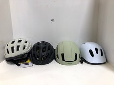 4 X ASSORTED BIKE HELMETS TO INCLUDE LAZER CODAX KINETICORE HELMET ICE GREY - SIZE 54-61CM