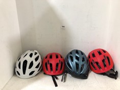 4 X ASSORTED BIKE HELMETS TO INCLUDE JUNIOR INNATE HELMET RED - SIZE M