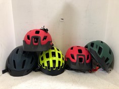 4 X ASSORTED BIKE HELMETS TO INCLUDE LAZE COMPACT HELMET FLASH GREEN - SIZE 54-61CM