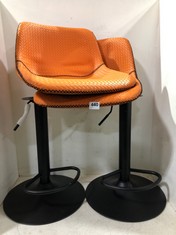 2 X ORANGE BAR STOOLS