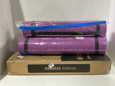 3 X KEPLIN PURPLE YOGA MAT TO INCLUDE KEPLIN ADJUSTABLE 2 LEVEL FITNESS STEPPER GREEN