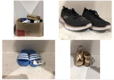 BOX OF ASSORTED KIDS FOOTWEAR TO INCLUDE ADIDAS ADILETTE AQUA K BLUE SLIDERS - SIZE 1