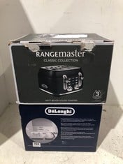 RANGEMASTER CLASSIC COLLECTION MATT BLACK 4 SLICE TOASTER TO INCLUDE DELONGHI BRILLANTE 4 SLICE TOASTER